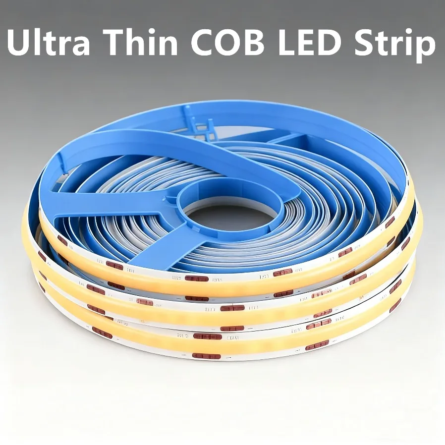 3MM 5MM 8MM Ultra Thin COB LED Strip 5V 12V 24V High Density Dimmable Flexible Light 320LEDs/M 400LEDs/M For Home Bedroom Decor