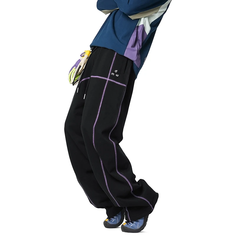 61% قطن، مريح ومسامي، خصر مطاطي فضفاض مناسب من الصوف - بنطال رياضي مبطن |   ملابس الشارع للجنسين 360 جرام