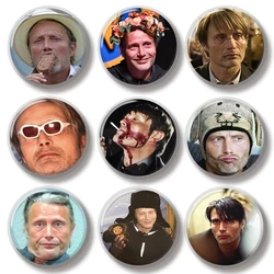 44MM Mads Mikkelsen Hannibal Face Pin Soft Button Pin Jewelry Creative Badge Cartoon Brooch Lapel Pin Bag Backpack Hat Decorate