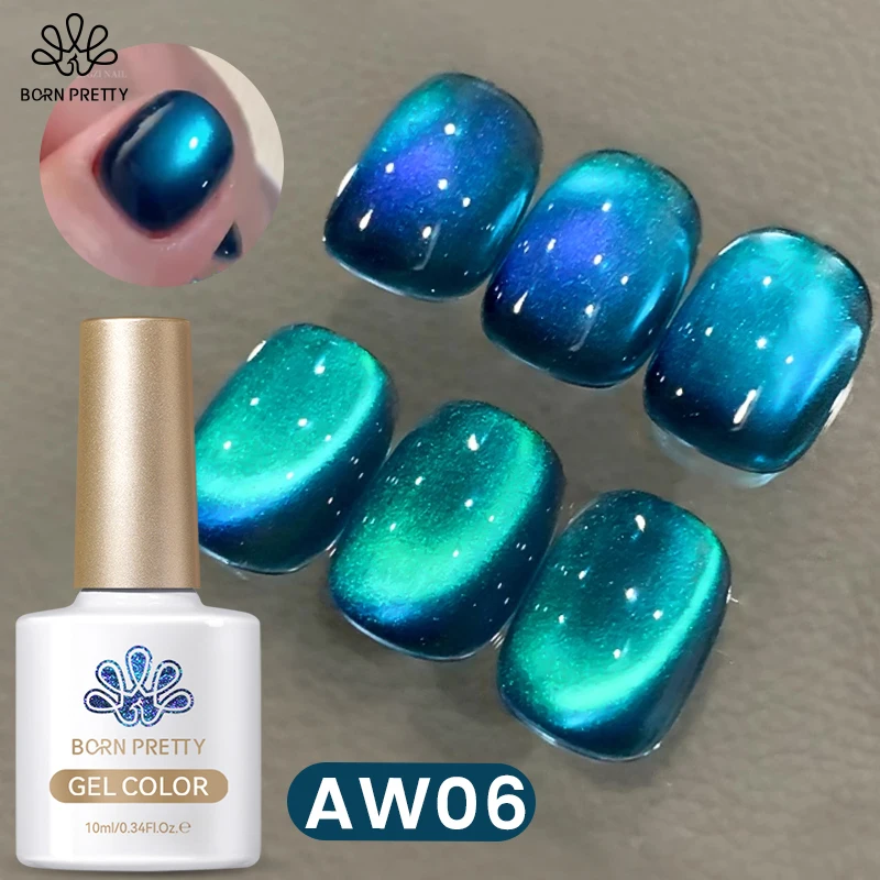 BORN PRETTY 10ml Auroras Blue Cat Magnetic Gel Nail Polish for Winter Nails Jelly Glass Water Light Varnis Semi Permanent Nail