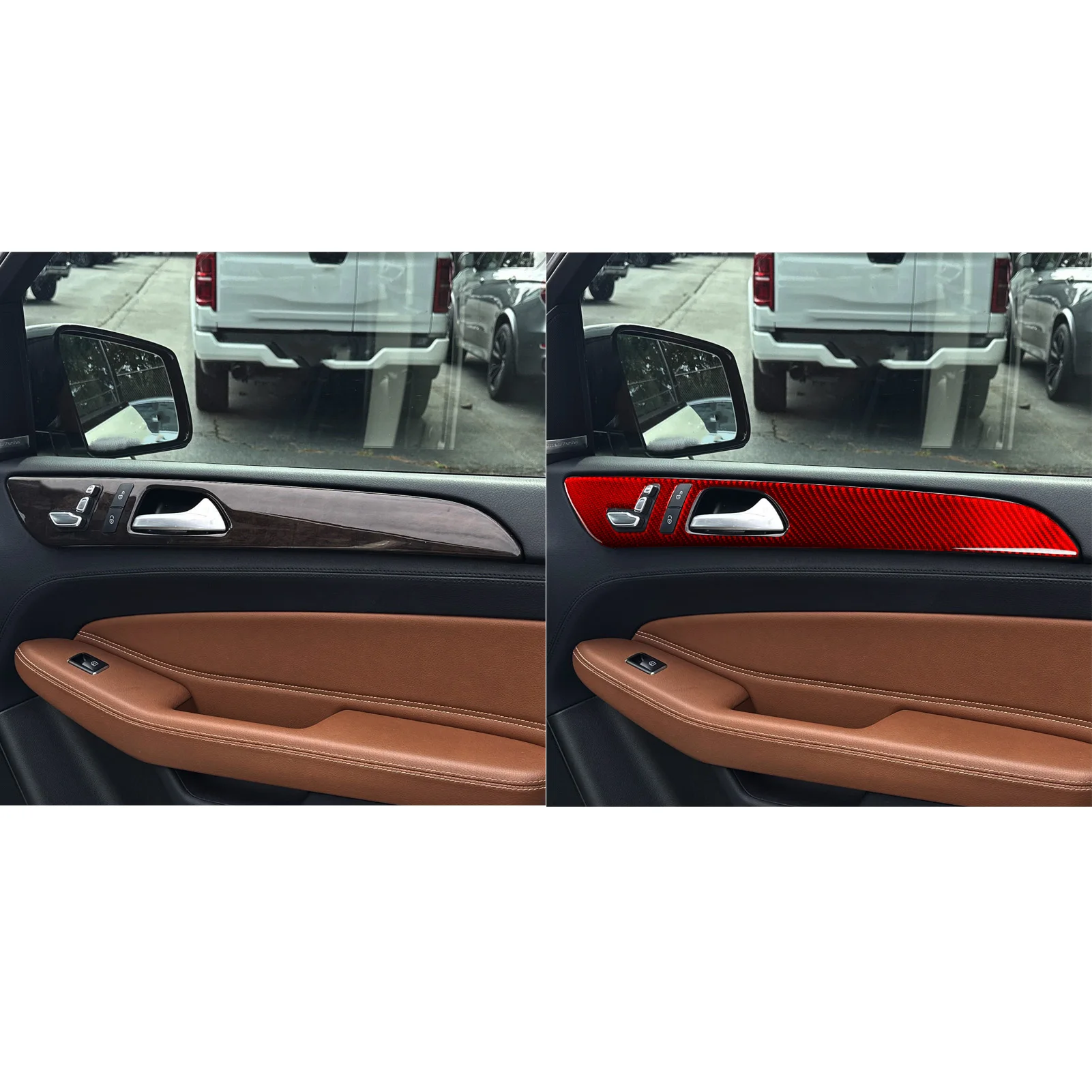 

For Mercedes-Benz GLE GLS W166 2016-2019 Carbon Fiber Front Rear Inner Door Panel Cover Trim Car Accessories Decoration Sticker