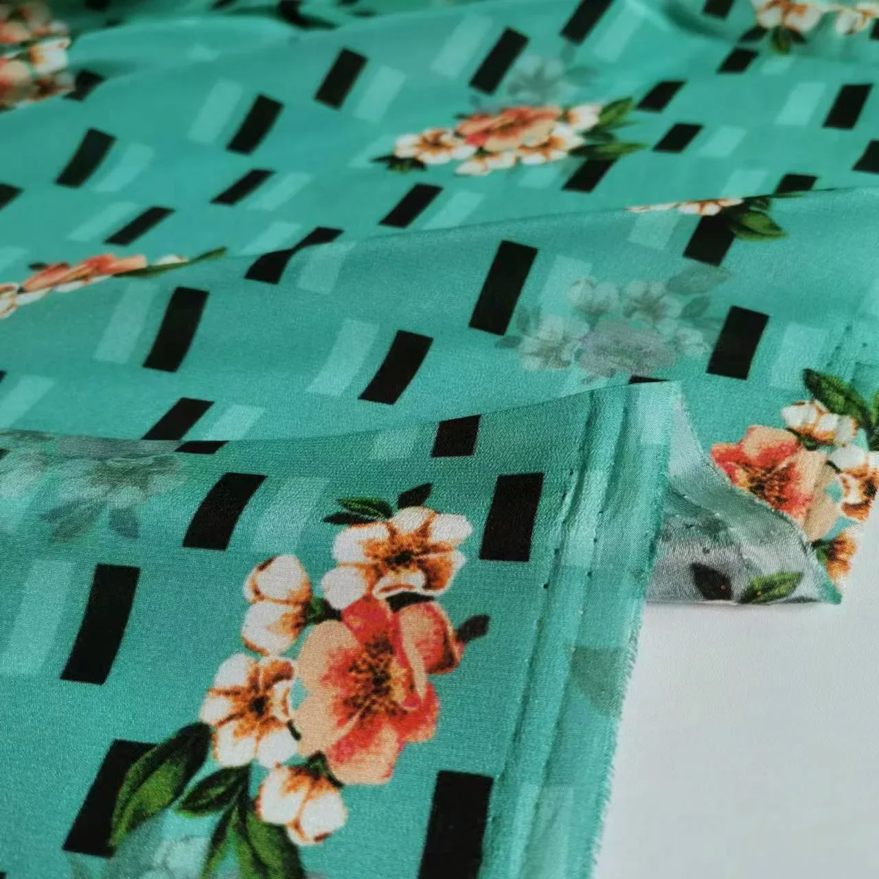 100% Pure Silk Crepe Fabric Print Soft 12mm Dress Scarf Crepe De Chine Material