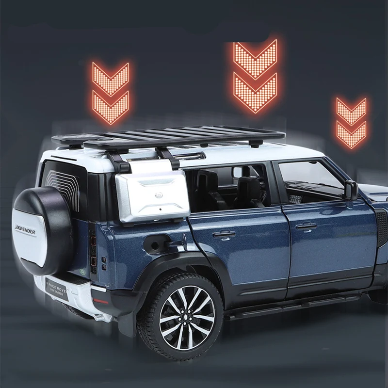 1/24 Range Rover Defender SUV Alloy Car Model Diecast Simulation Metal Toy Off-road Vehicles Car Model Sound and Light Kids Gift