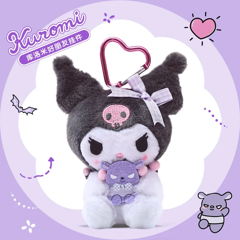 Genuine Sanrio Hello Kitty Kuromi Melody Pachacoo Cinnamoroll Stuffed Toy Pendant Cute Plush Toys Keyring Keychain Birthday Gift