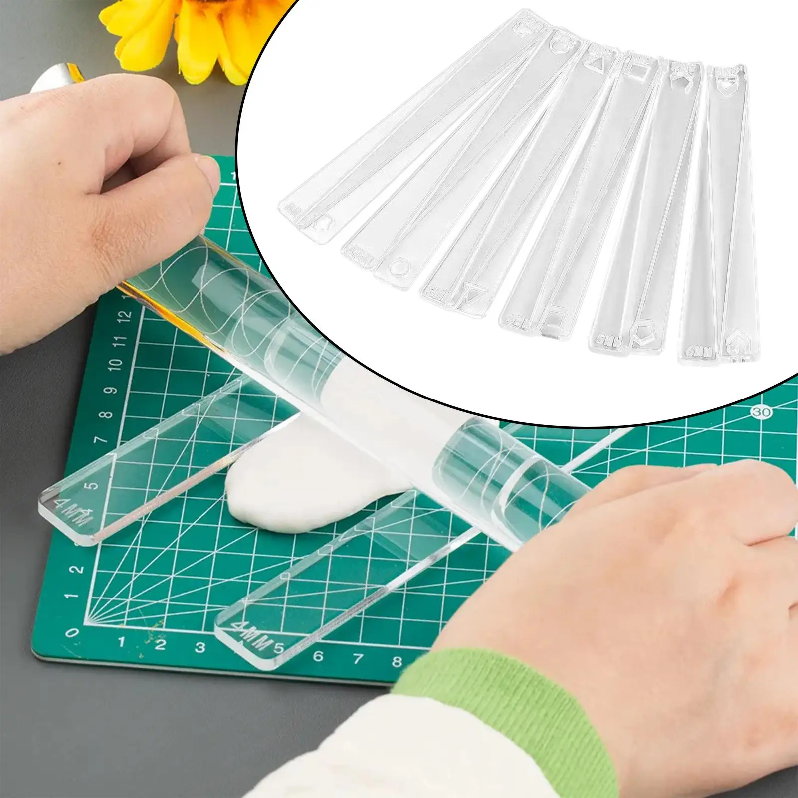 

Линейка толщины глины Направляющие для скалки из глины Прозрачная гончарная линейка Скалка Керамический инструмент для гончарной студии Домашняя мастерская поделки