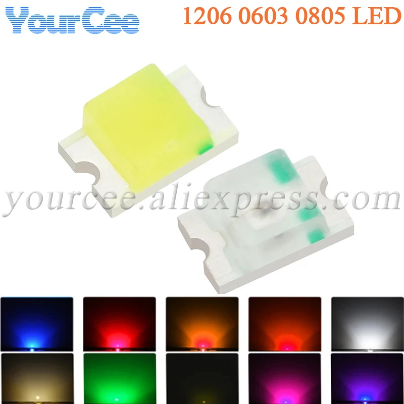 100szt 0805 0603 1206 SMD LED Ultra Bright Red Blue Yellow White Orange Purple Pink Color Light Diode Emitting Diode Kit DIY