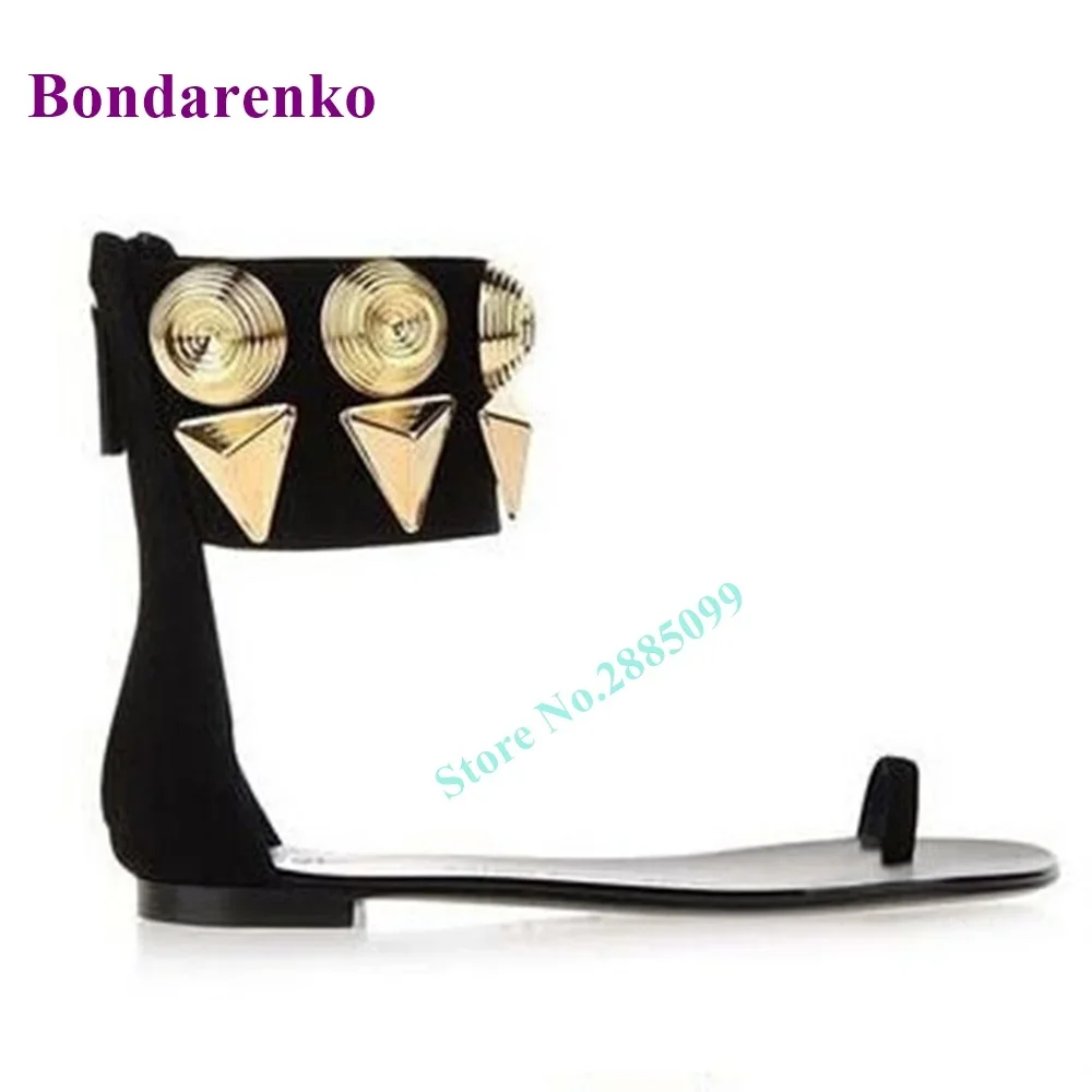 New Metal Rivet Suede Sandals Women Shoes Open Toe Hollow Ankle Straps Sandals Stiletto Heel Back Zipper Solid Summer Party Shoe
