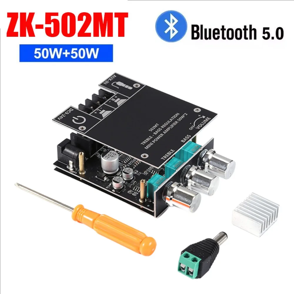 Premium ZK-502MT 2.0 Stereo Bluetooth Audio Digitale HIFI Modulo scheda amplificatore di potenza 50W * 2 con regolazione degli alti e dei bassi