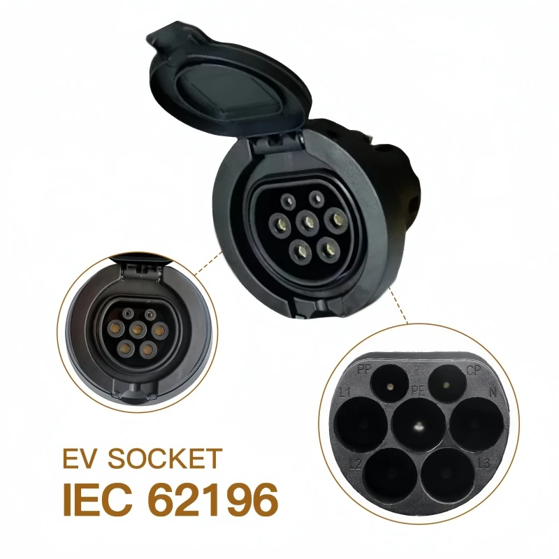 New EV Station 16A 32A 1 Phase 3 Phase Socket Charging Type 2 Connector For EV Charger Socket Cars Electric Vehicle Sockets