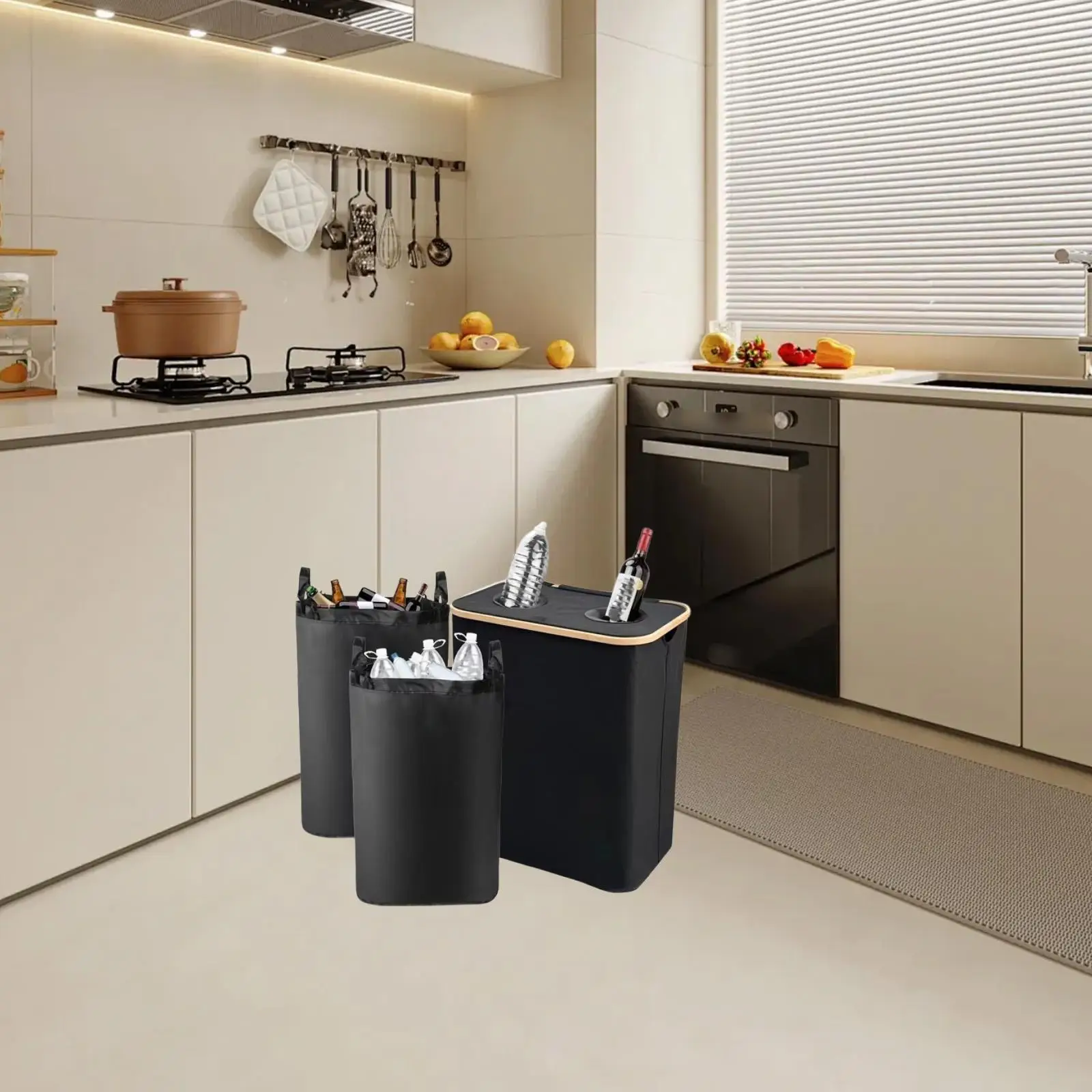 Trash Bin Recycle Bin Multifunctional Large Paper Basket Recycling Waste Bin Foldable for Bedroom Dorm Indoor Home Kitchen