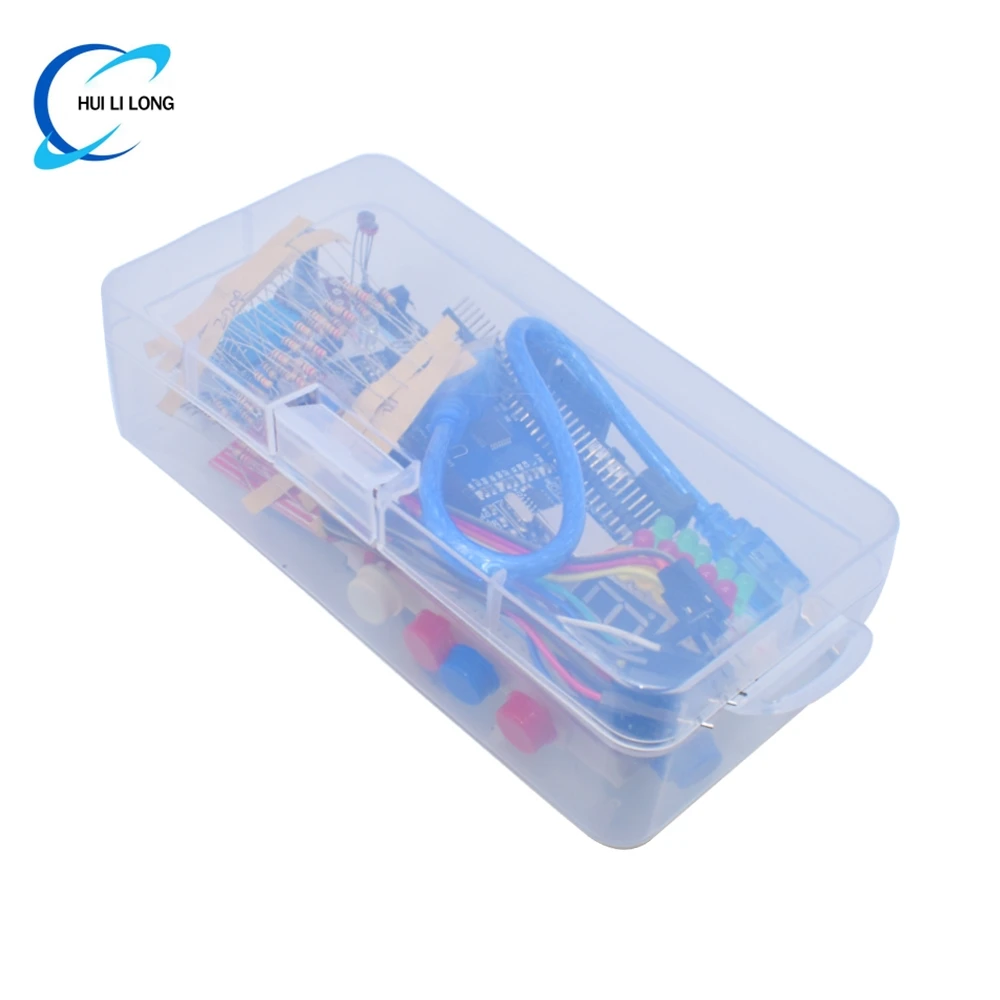 Starter Kit für Arduino Uno R3 Breadboard Basic, einfaches Lernset, Ton-/Wasserstand-/Feuchtigkeits-/Entfernungserkennung, LED-Steuerung