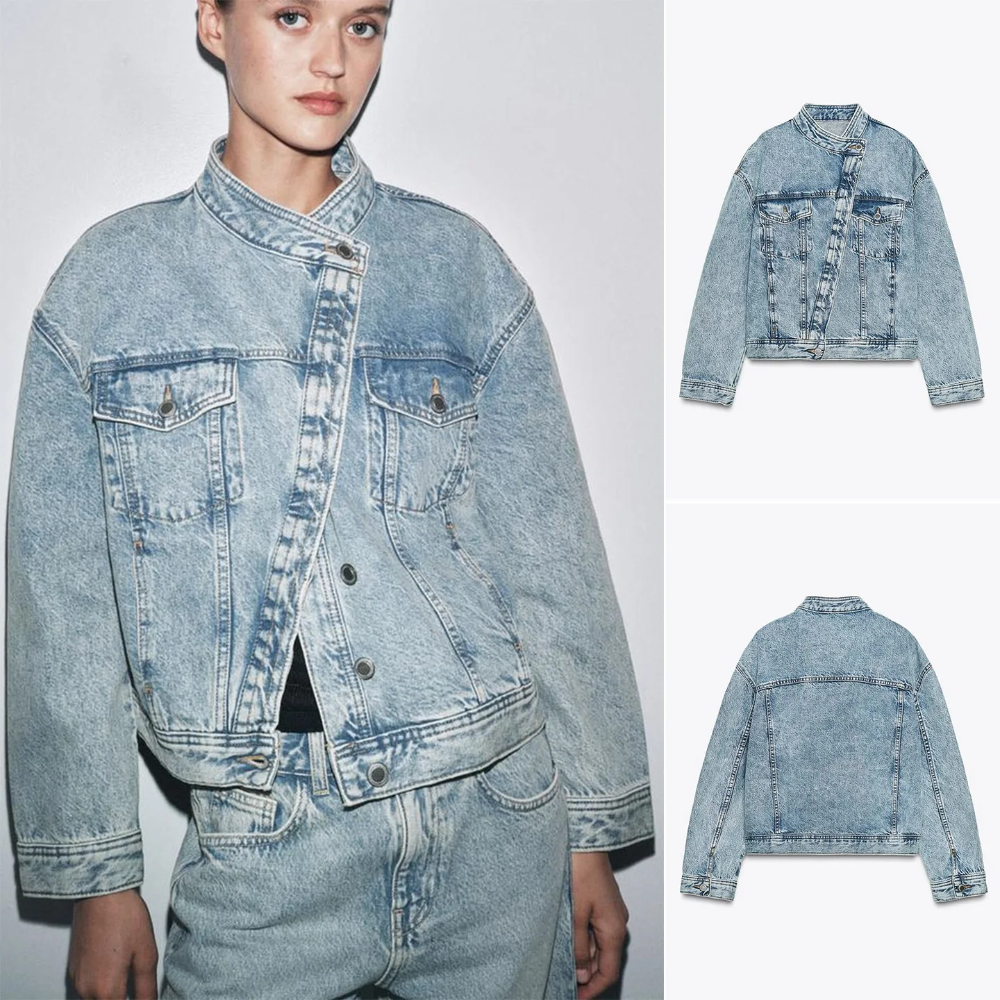 

Джинсовое джинсовое платье с завышенной талией, круглое длинное дышащее женское пальто с одной пуговицей и двойной передней частью, новинка осени 2025, свободного покроя