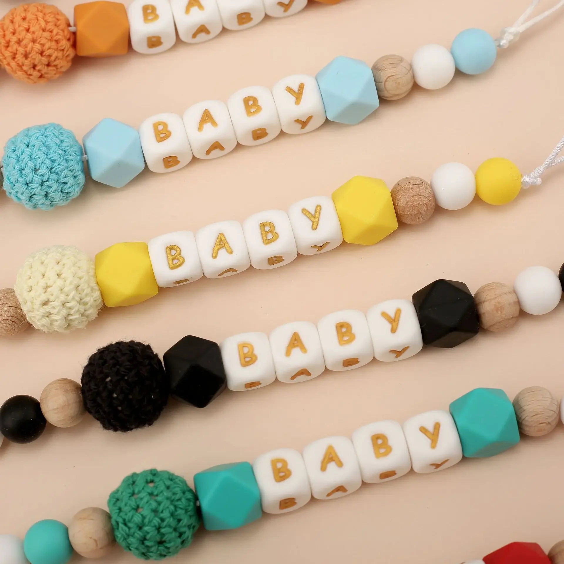 Baby Schnuller Clips personal isierte Name goldene Silikon Dummy Nippel halter Clip Kette Zahnen Spielzeug Schnuller Fütterung Zubehör