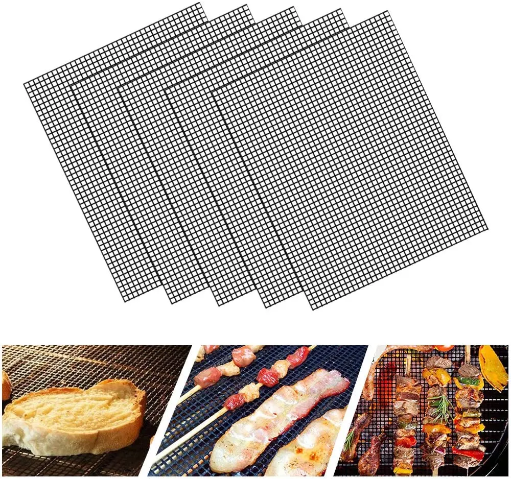 Barbecue Grill Mesh Mats High Temperature Resistant Cuttable Liner For Meat Slices Food Grade Barbecue Accessories