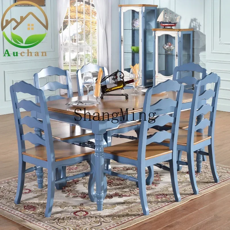 CLL small fresh light color dining table dining chair restaurant full set