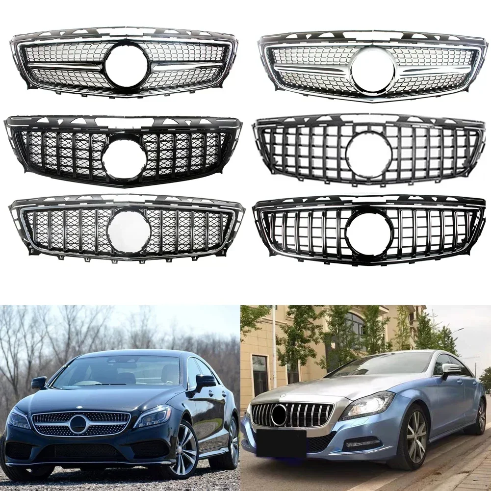 Front Bumper Racing Grill Billet Grille Cover For Mercedes-Benz W218 Cls-Class 2011-2014 Diamond GT