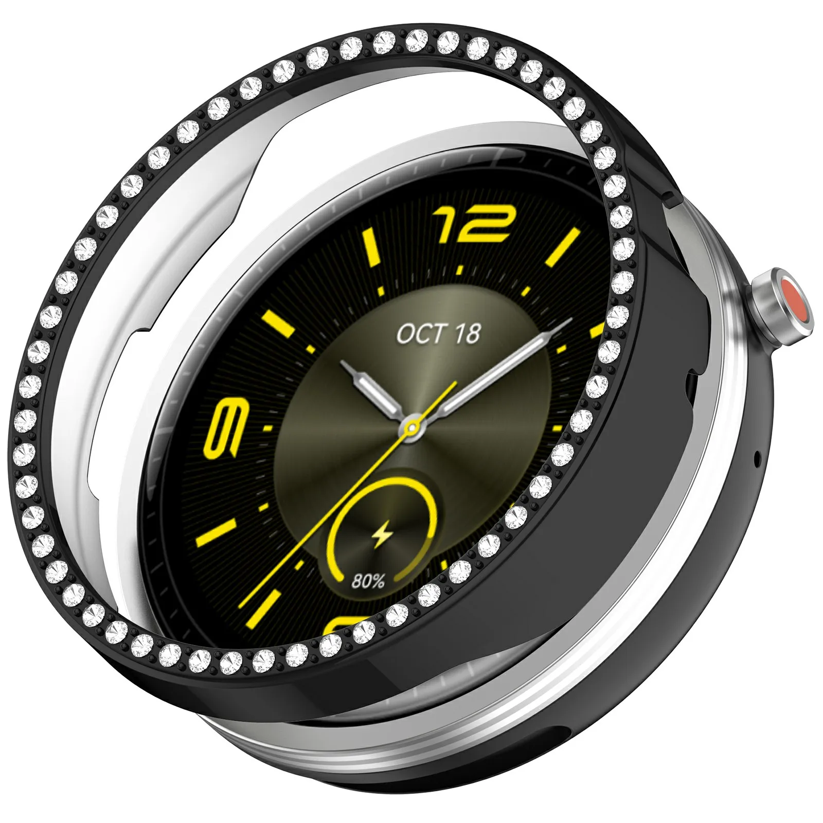 

Для Honor Watch Fit Elegant Edition Чехол для часов Декор со стразами Полый гальванический чехол для часов ПК - черный