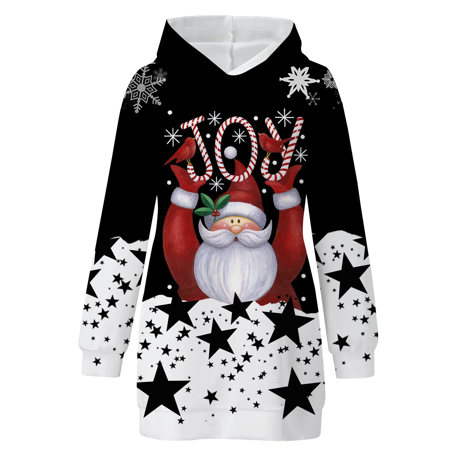 Womens Fashion Christmas Hoodie Wrap Hip Print Long-Sleeved With Pockets Casual Solid Color T Shirt Dress Cute Casual Dresses