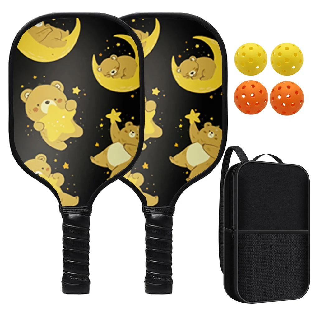 

Набор из 2 ракеток для пиклбола с 4 мячами и сумкой, стекловолоконные ракетки с сотовой сердцевиной, противоскользящая рукоятка, для занятий спортом на открытом воздухе