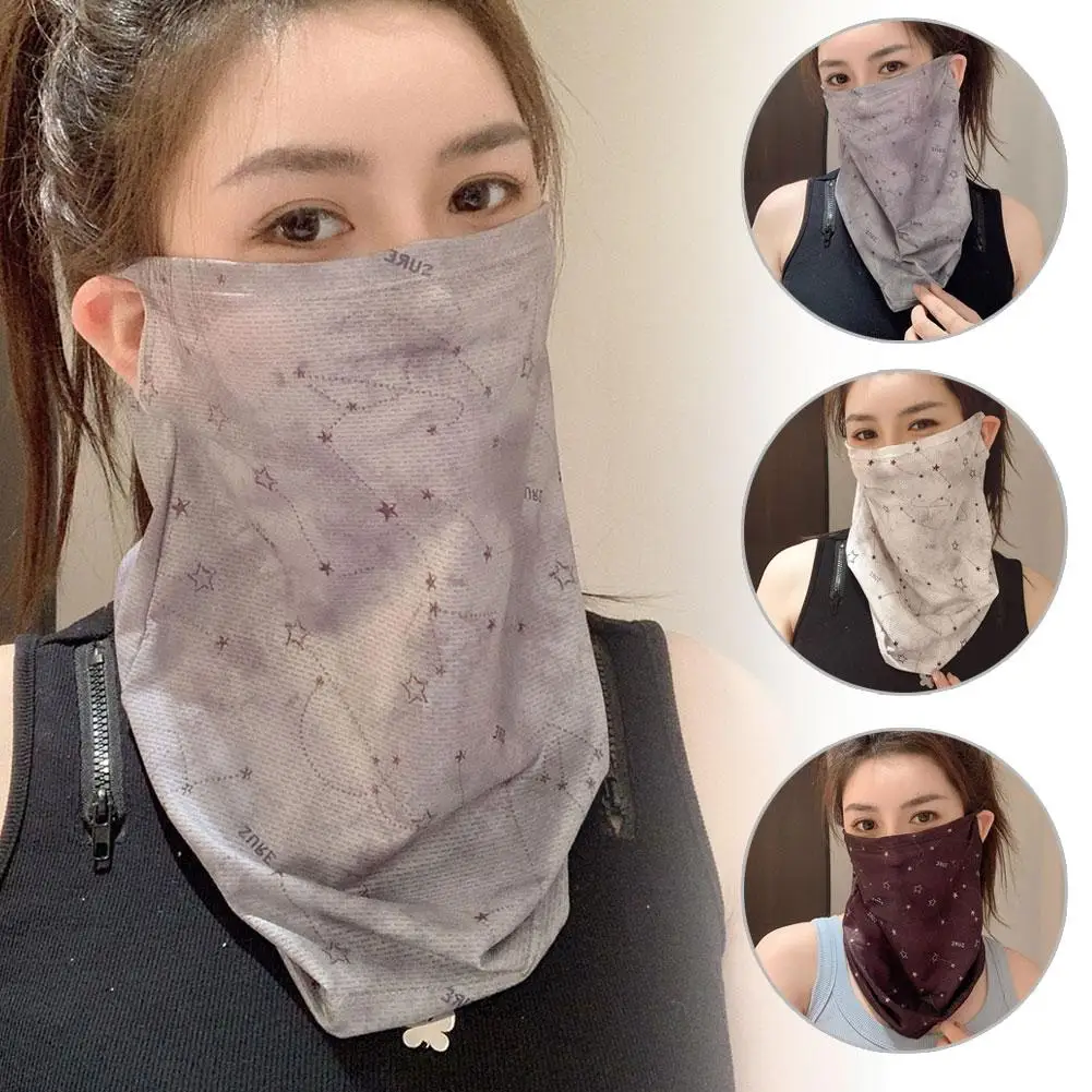 

New Style Cycling Face Mask Summer Silk Scarf Sun Protection Neck Riding Hiking Mouth Printed Mask Cover Breathable A9I5