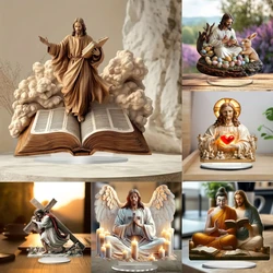 Jesus and Mary Statue,2D Flat Acrylic Figurine,Home,Office,Cafe,room,Studio,display Case,Table Ornament Christian Religion Decor