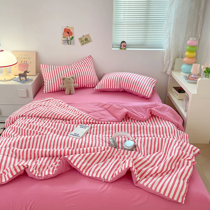 1pc Summer Duvet 이불세트 Single/Full/Queen Size Quilted Bedspread Stripe Printed Air Condition Comforter edredones para cama
