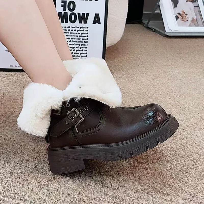 รองเท้าบูทขนสัตว์แบบสวมสำหรับผ - Street Fashion Goth บทวิจารณ์และราคา
