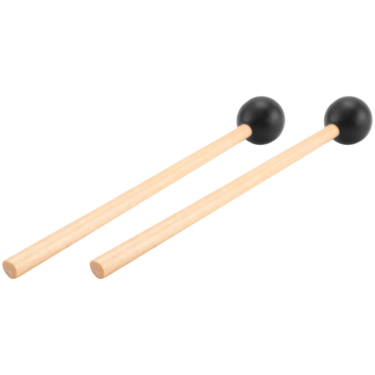 2Pcs Soft Rubber Head Sticks Wood Handle Bell Mallets for Glockenspiel Xylophone Bell Music Instruments Parts Black