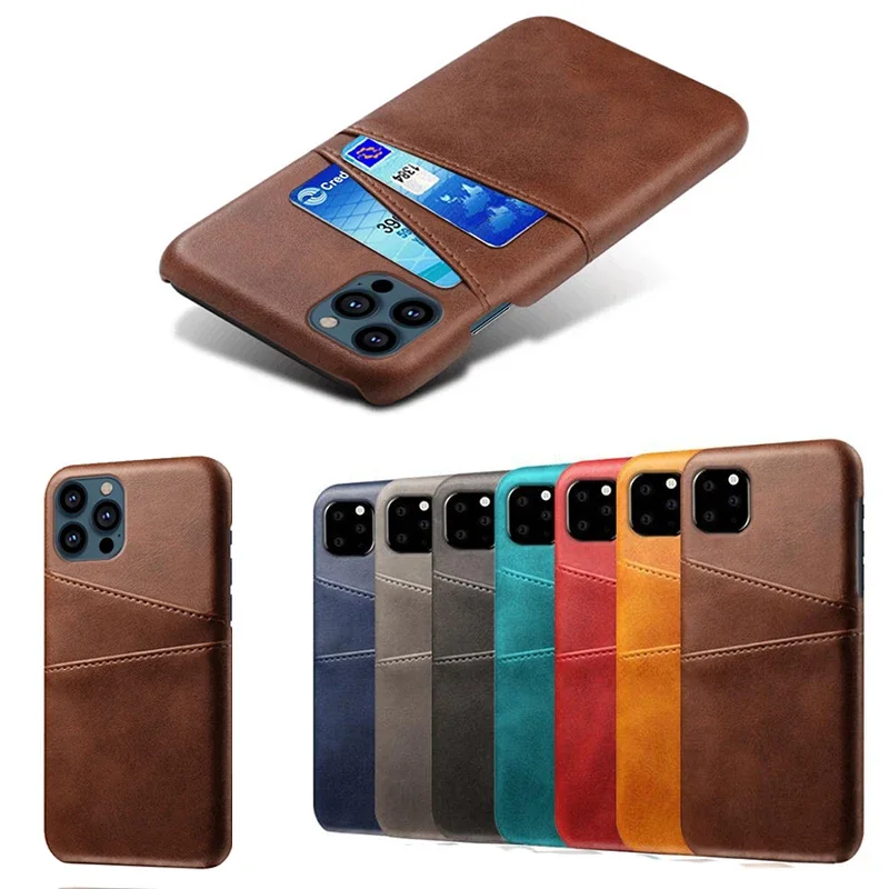 Pu Leather Wallet Card Holder Phone Case For iPhone 16 15 14 13 12 Mini 11 Pro XS Max XR X 8 7 Plus SE 2022 2020 Plastic Cover