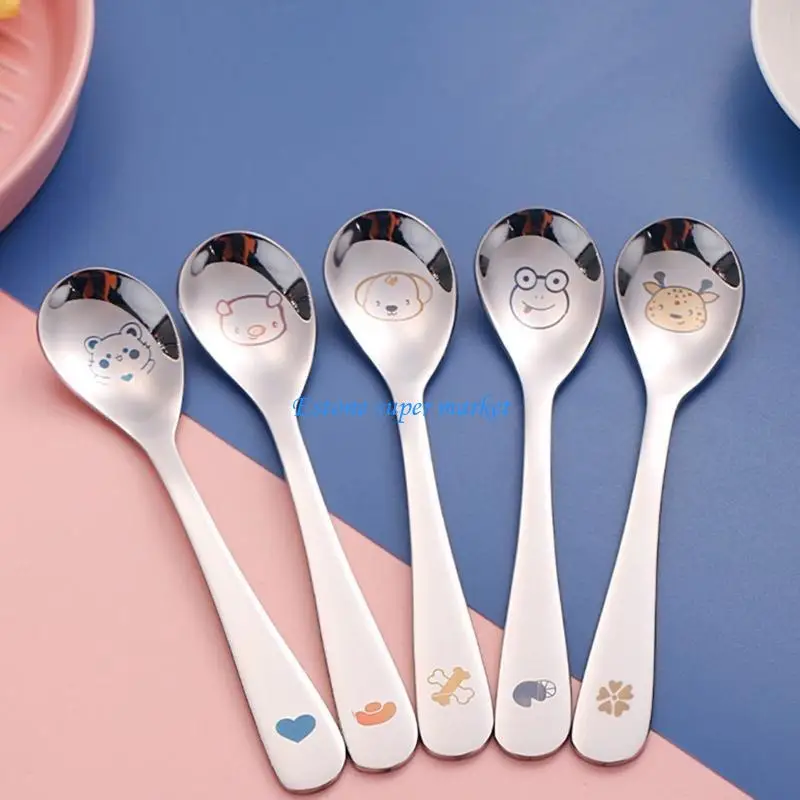 090B Child Spoon & Fork Portable Feeding Spoon Baby Learn to Eat Training Dinnerware