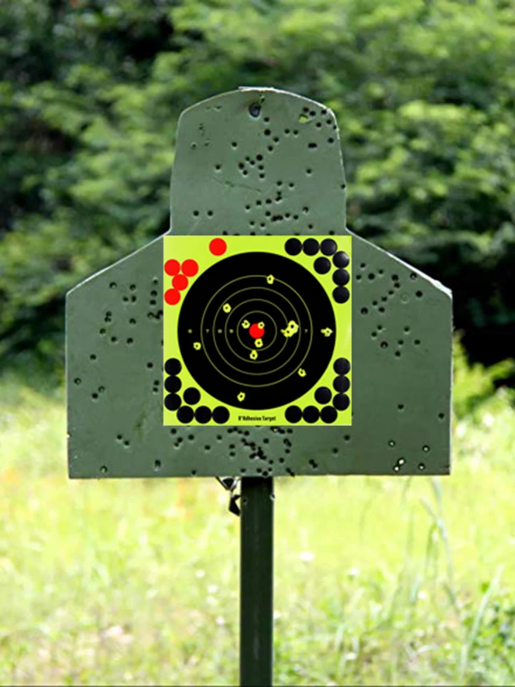 10pcs/pack Fluorescent Green Splash Flower Target 8Inch Adhesive Indoor Reactivity Shoot Target Aim For Rifle / Pistol Binders