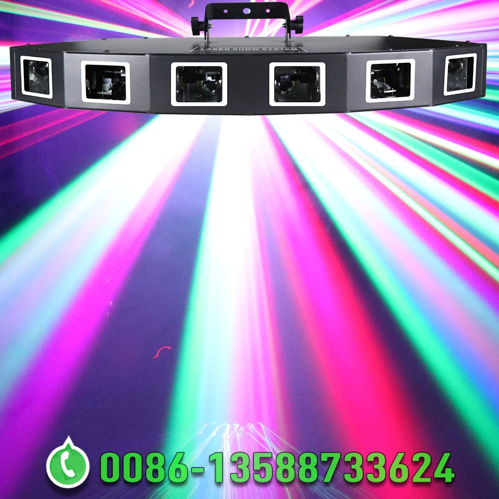 Imagem -06 - Sector Scanning Laser Light Full Color Dmx Voice Control Line Effect Iluminação de Palco dj Festa Disco Bar 6-eye