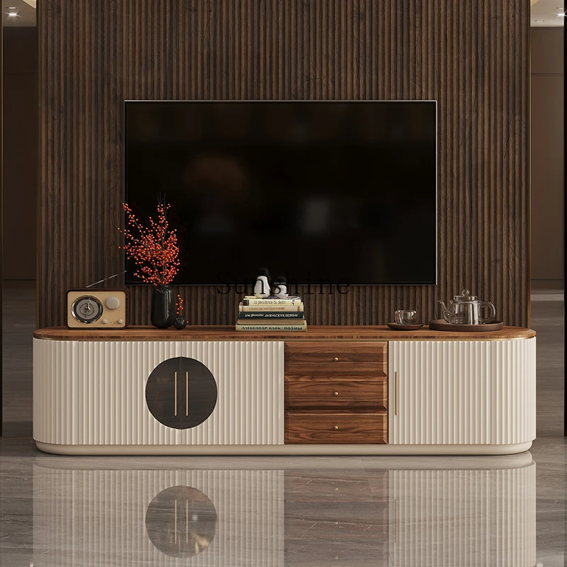 

High-end solid wood TV cabinet living room simple modern villa TV cabinet