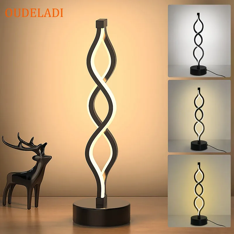 

OUDELADI LED Spiral Table Lamp 8 Shaped Desk lamp Bedside Circle Night Light for Home Living Room Bedroom Decor Light fixtures