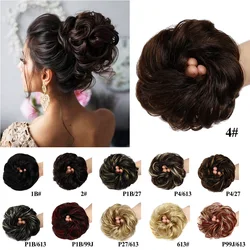 BHF Donut Chignons Human Hair Bun Sewn One Updo Curly Messy Donuts Ring Hair Piece Wig Remy Fluffy Chignon Wavy Buns