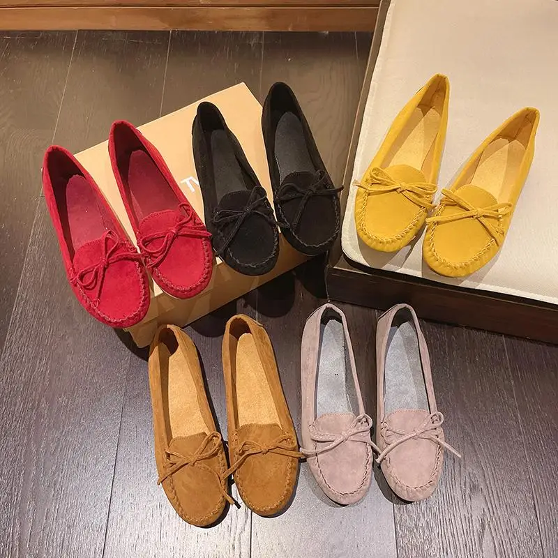 Bow-Knot All-Match Moccasin Shoes Slip-on 2025 Moda damska Jesień Casual Female Sneakers Flats Soft Round Toe Butterfly Mocc