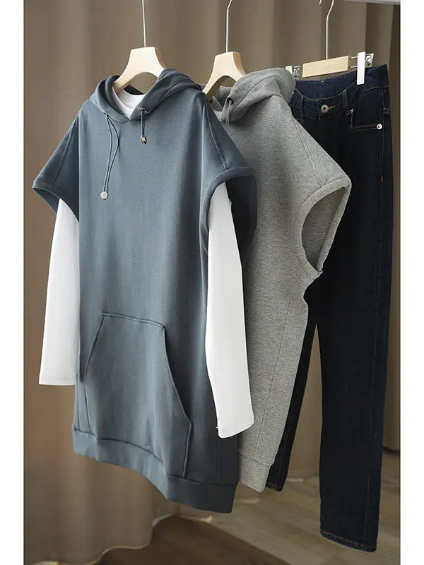 

Женская хлопковая толстовка свободного кроя, весенняя, модная, однотонная, в уличном стиле