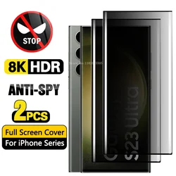 2PCS Privacy Protective Glass For Samsung Galaxy S23 Ultra Screen Protector On Sumsung S20 S21 S22 Ultra  Anti-Spy Tempered Flim