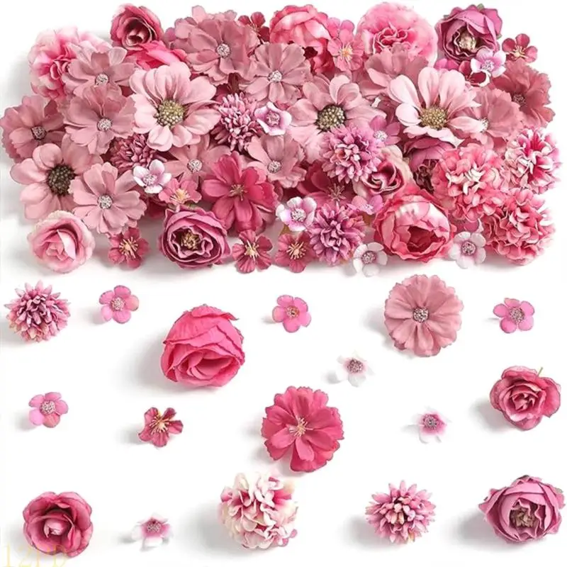 12PD 80Pcs Artificial Flower Heads For Craft 25-43mm Small Flower Heads for Wedding