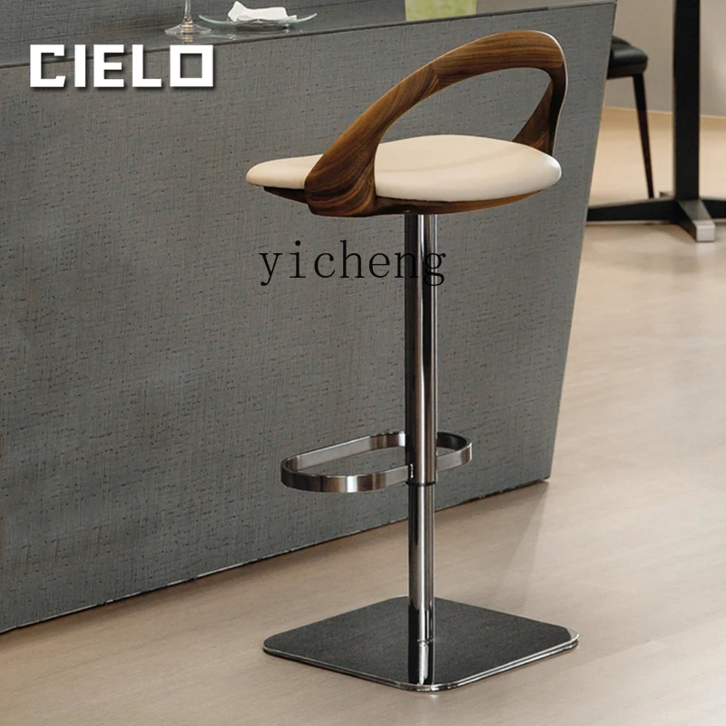 Lifting Bar Stool High-End Ugyen Wood High Stool Solid Wood Bar Chair Minimalist Leather Island Desk Chair