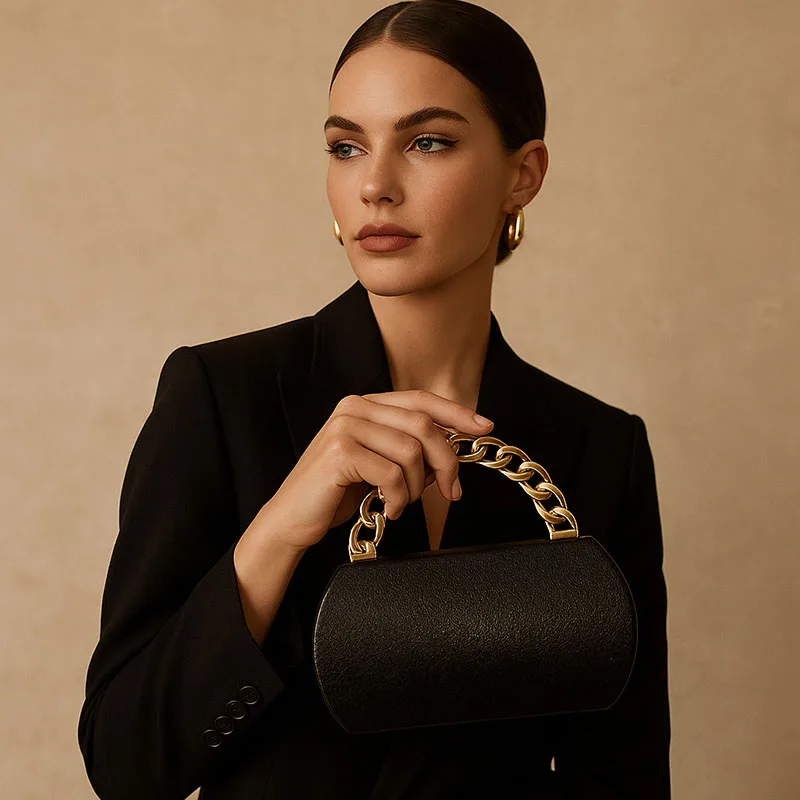 Luxury Gold Metal Buckle Box Clutch Fashion Women's Evening Bag Party Banquet CrossbodyBag Half Moon Wedding Purses Party Tote view 2