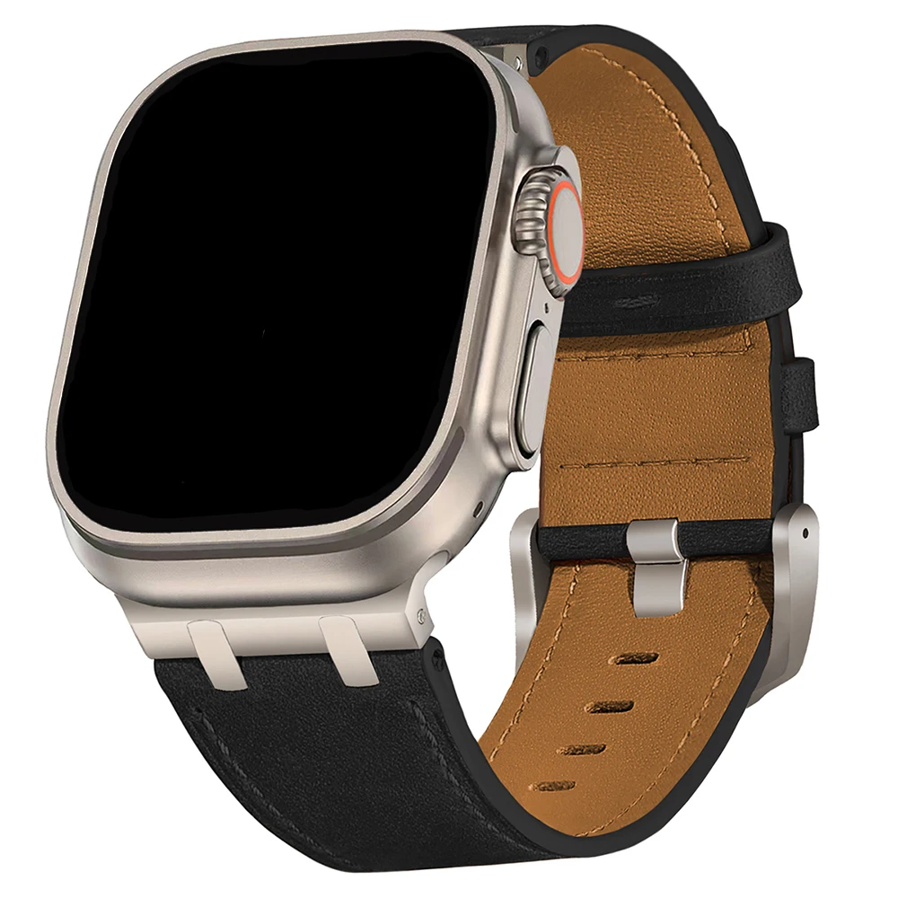 CAOWTAN Lederarmband für Apple Watch Ultra 3 2 49mm Serie 11 10 46mm Luxus-Armband für iWatch 10 9 8 7 6 5 4 SE Ultra 44 45mm 3