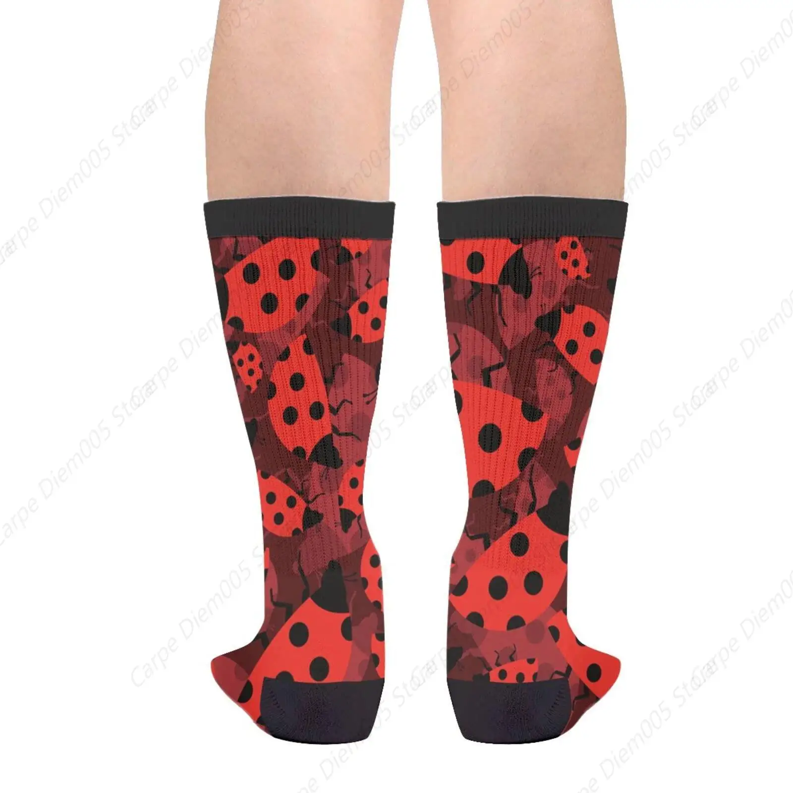 Red Black Ladybug Beetle Red Polka Dots Casual Funny Funky Novelty Socks For Men Women