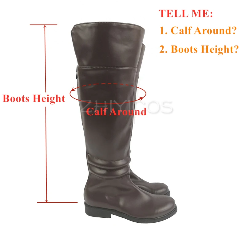Customize New Anime Attack On Titan Eren Levi Cosplay Boots Knee Length Anime Cosplay Shoes Zipper Brown