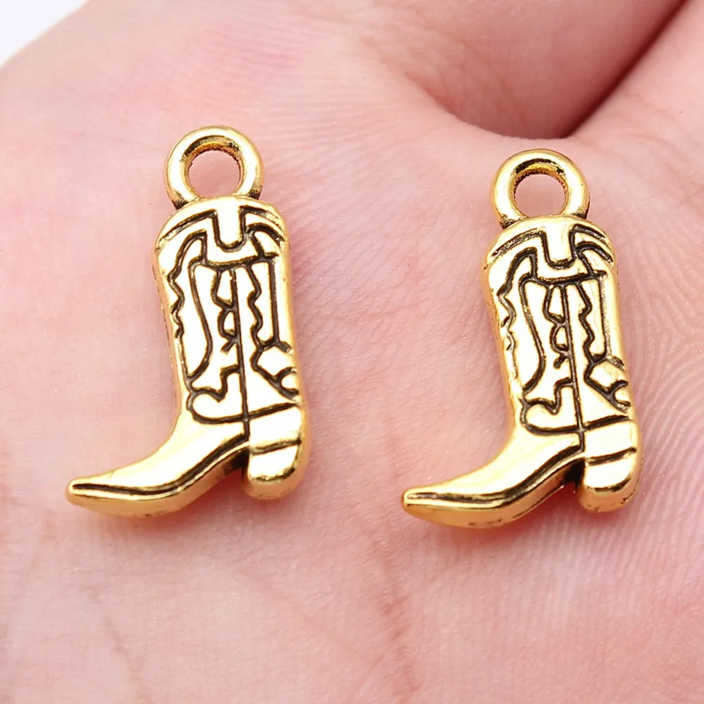 Biżuteria Vintage Dwustronne kowbojskie buty Charms Hurtownia akcesoriów 10szt
