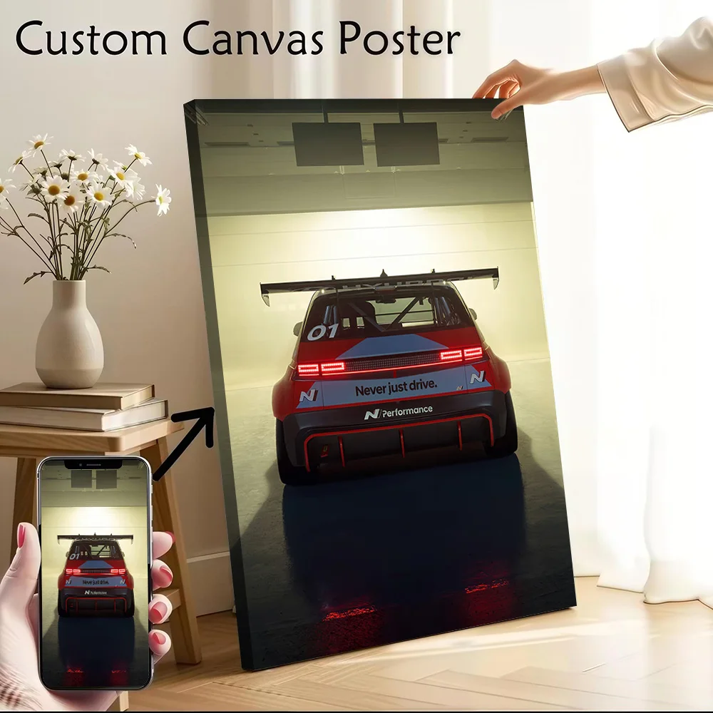 Korean Car N Performance Race Rear Poster Customizable Printed Canvas Painting for Pictures Wall Art Wand Deko Room Decorations