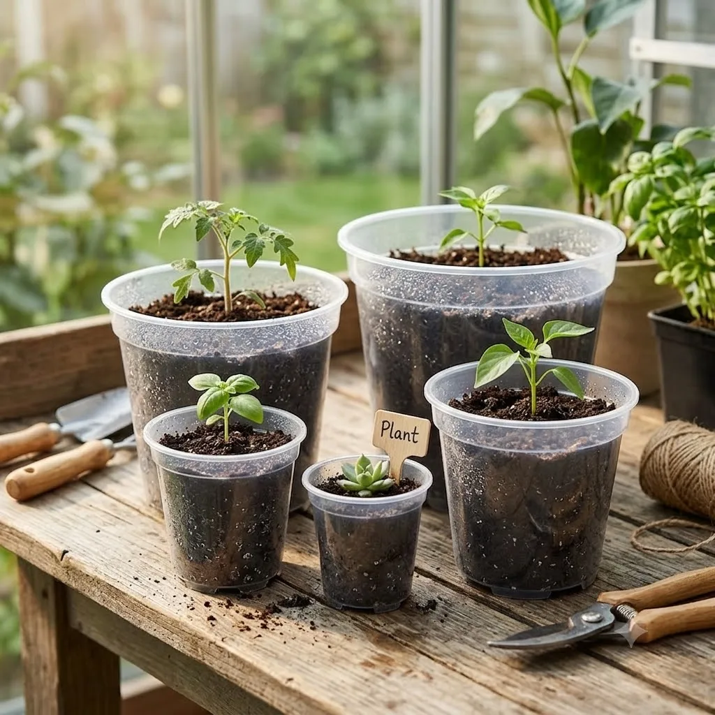 Clear Plastic Nursery Pots with Drainage Holes - Transparent Seed Starting Planter Containers for Succulents, Orchids & Vegetabl