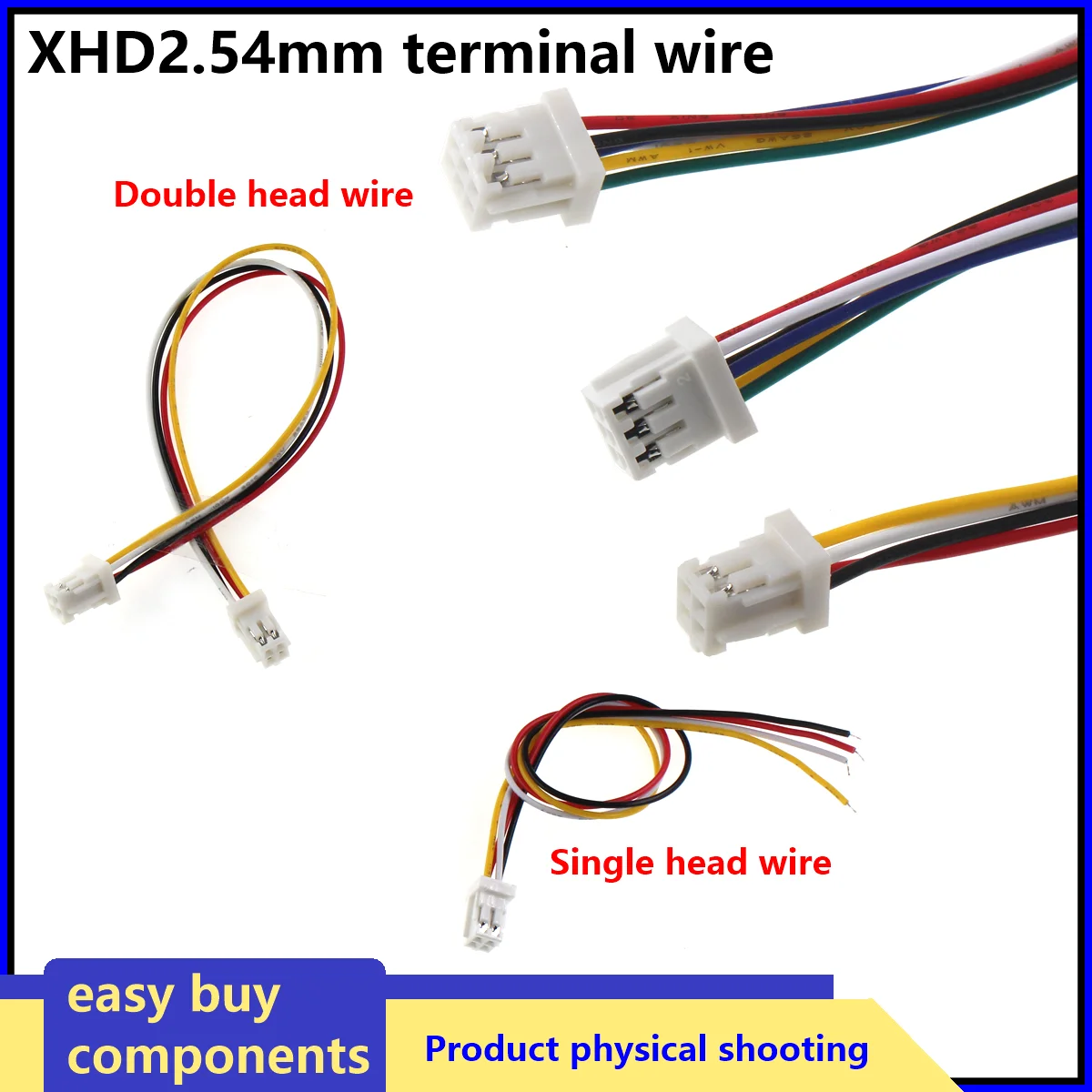 2Pcs XHD2.54 XHD 2.54MM Pitch Wire Cable Connector 2x2P/3/4/5/6/7/8/10 Pin Female Plug Socket Single Double Header 20CM