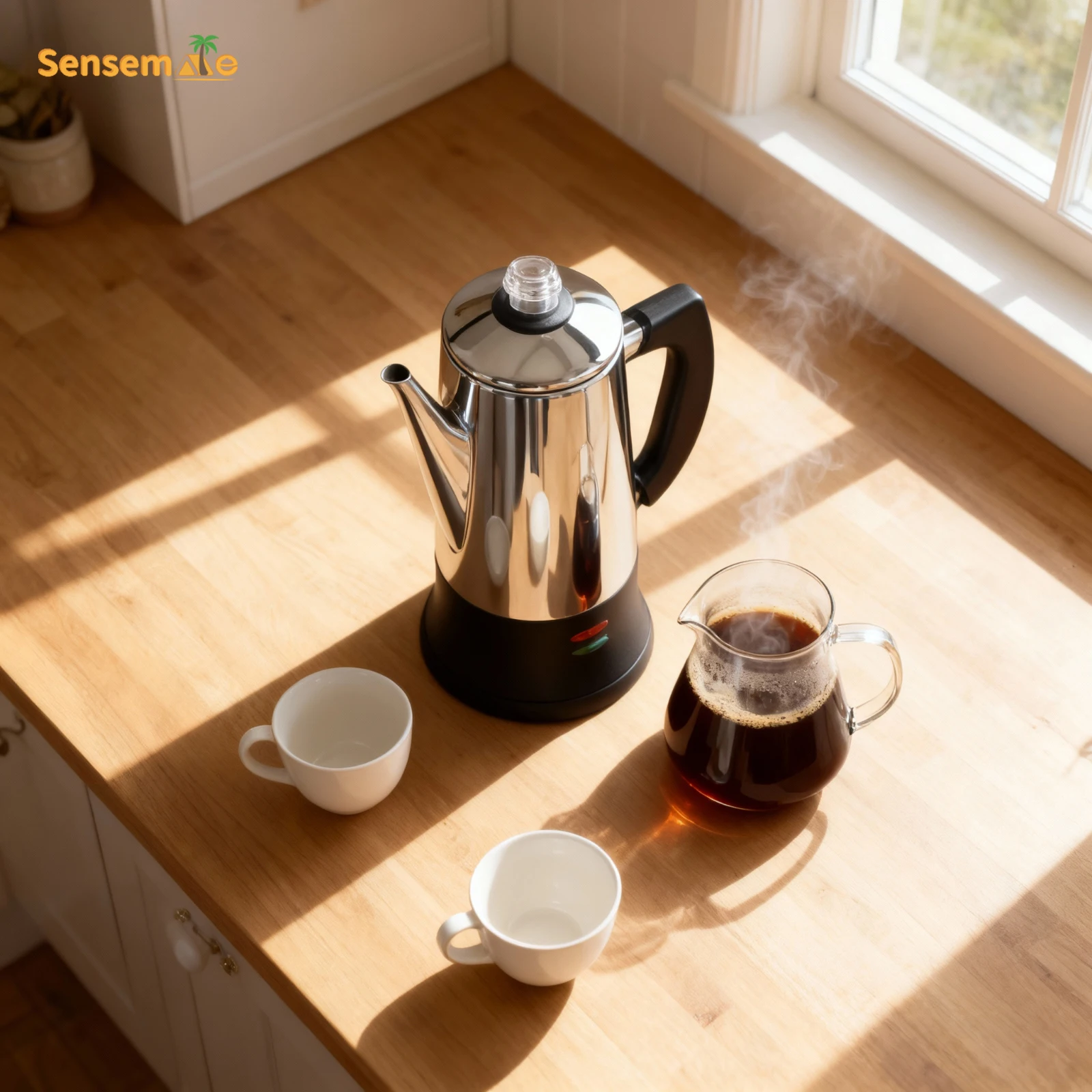 1.8L Electric Coffee Percolator Stainless Steel 12 Cups Automatic Italian Coffee Maker Machine Home Gift Classic Brewing Pot