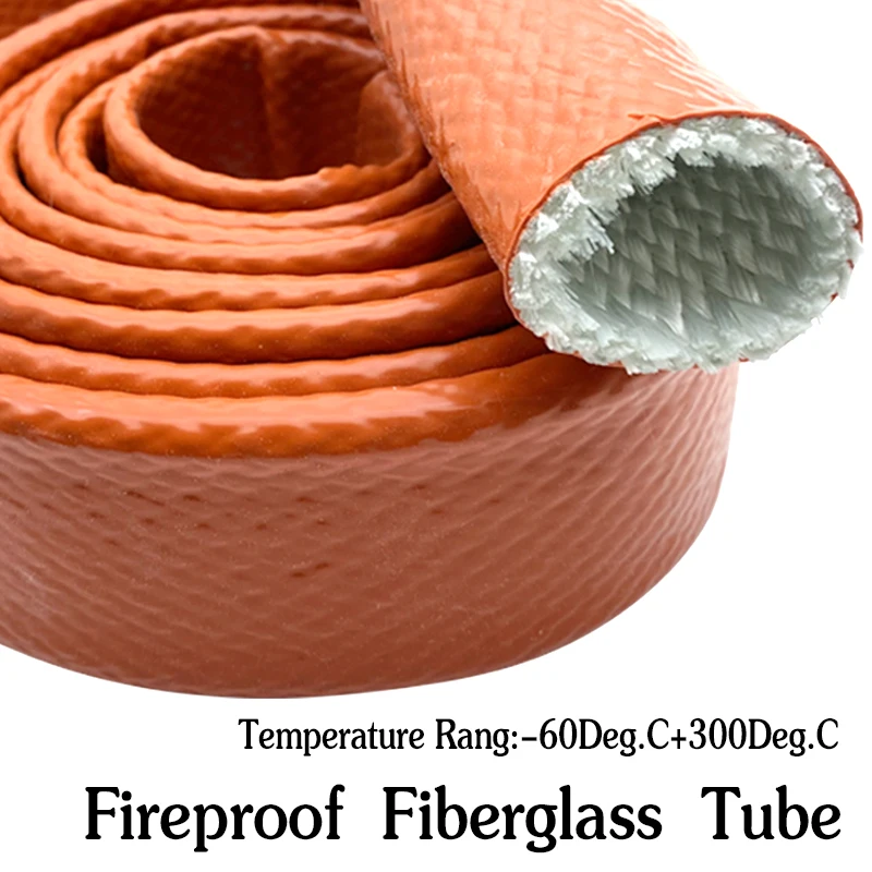 High Temperature Resistant Fiberglass Tube Silicone Resin Coated Glass Fiber Braided Fireproof Sleeve Fire Retardant Casing Pipe